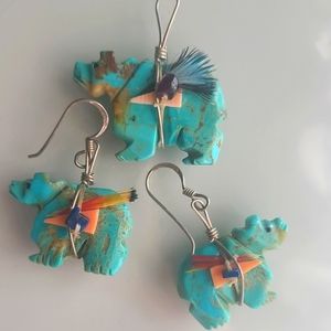 Navajo turquoise bear earrings